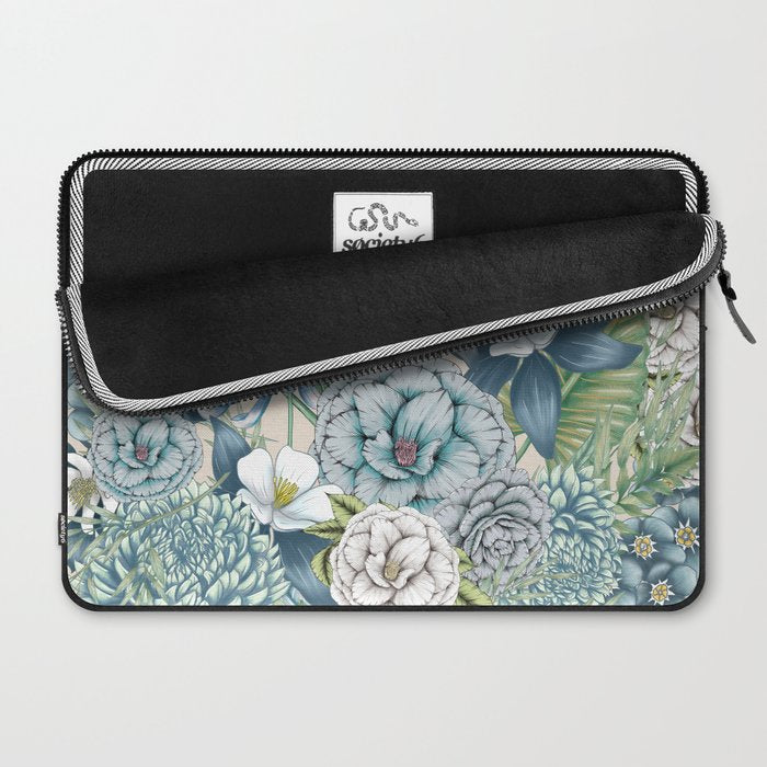 Blue Floral Garden Laptop Sleeve Gallery Image 2