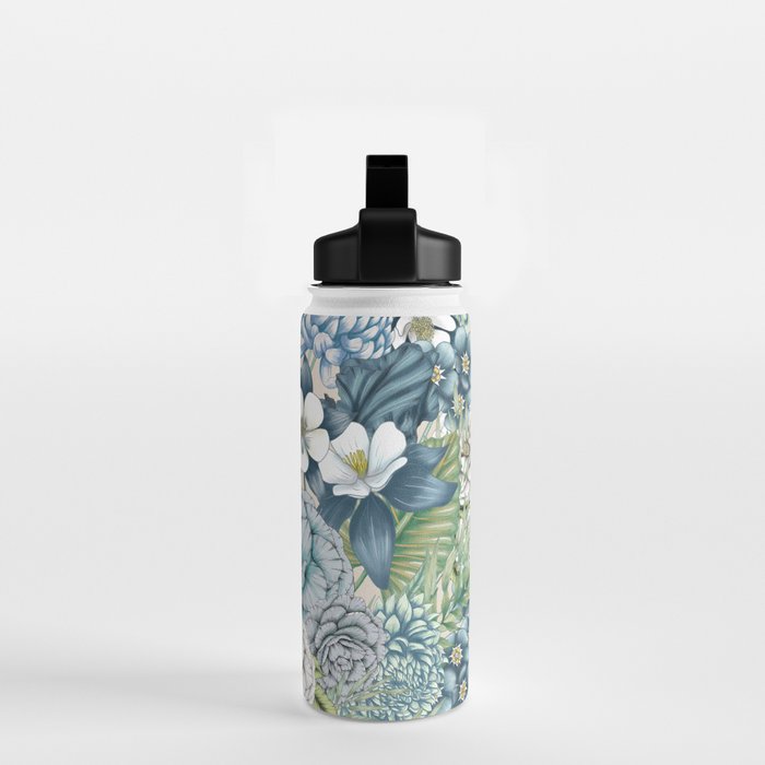 Blue Floral Garden Water Bottle Gallery Image 2