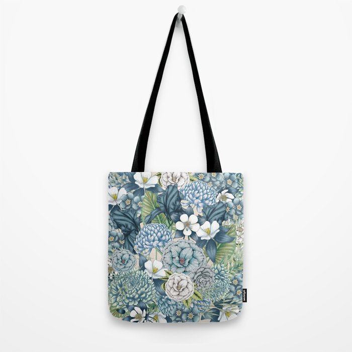 Blue Floral Garden Tote Bag Gallery Image 2
