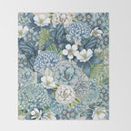 Blue Floral Garden Throw Blanket Gallery Image 2