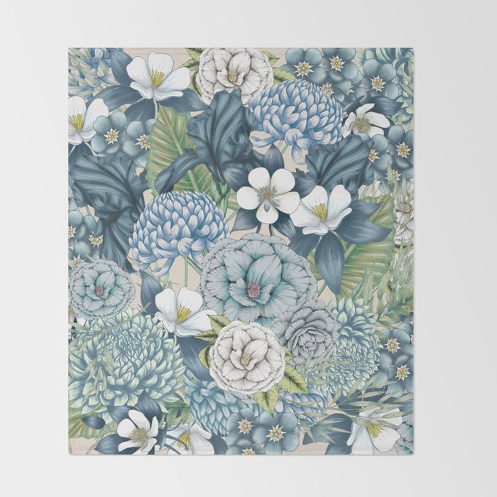 Blue Floral Garden Throw Blanket Gallery Image 2