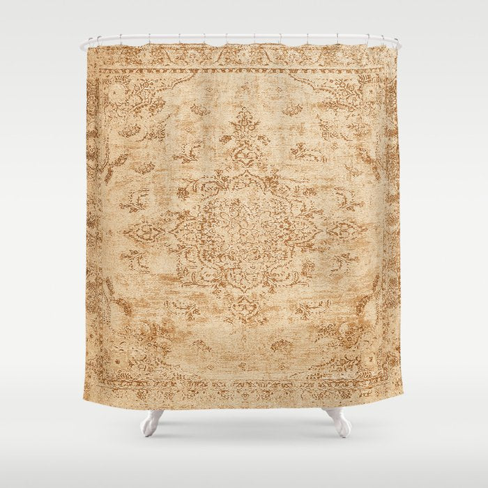 Oriental Style Antique Persian Vintage Rug Beige Shower Curtain Gallery Image 1
