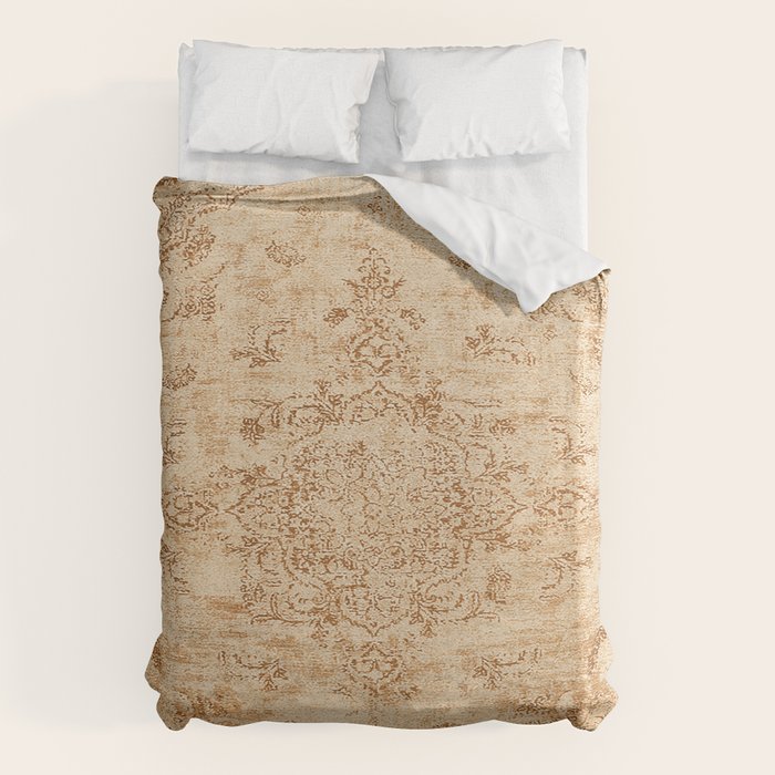 Oriental Style Antique Persian Vintage Rug Beige Duvet Cover Gallery Image 1
