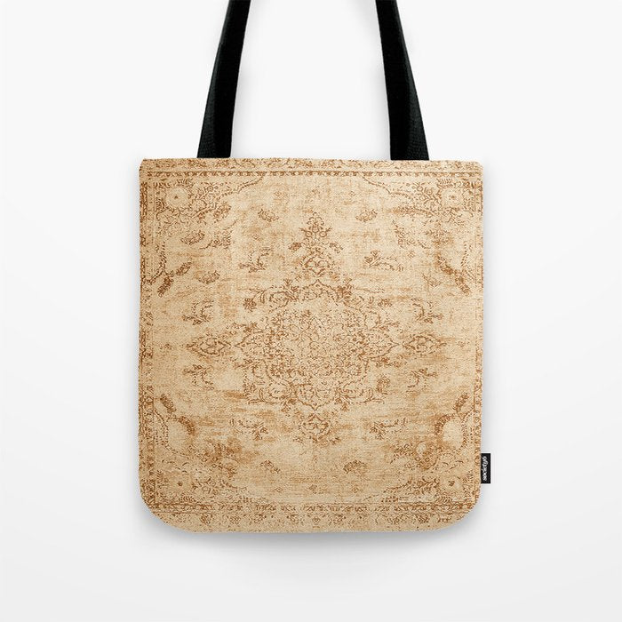 Oriental Style Antique Persian Vintage Rug Beige Tote Bag Gallery Image 1