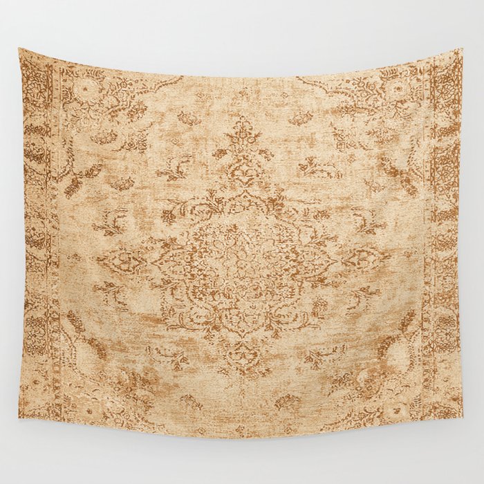 Oriental Style Antique Persian Vintage Rug Beige Wall Tapestry Gallery Image 1
