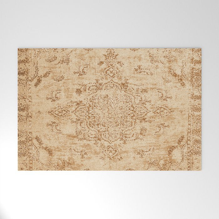 Oriental Style Antique Persian Vintage Rug Beige Welcome Mat Gallery Image 1