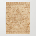 Oriental Style Antique Persian Vintage Rug Beige Poster Gallery Image 4