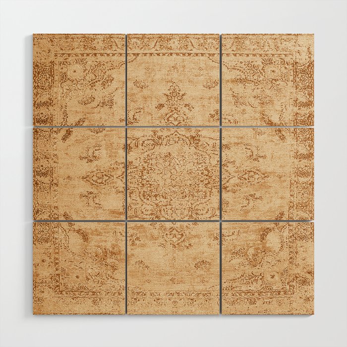 Oriental Style Antique Persian Vintage Rug Beige Wood Wall Art Gallery Image 1