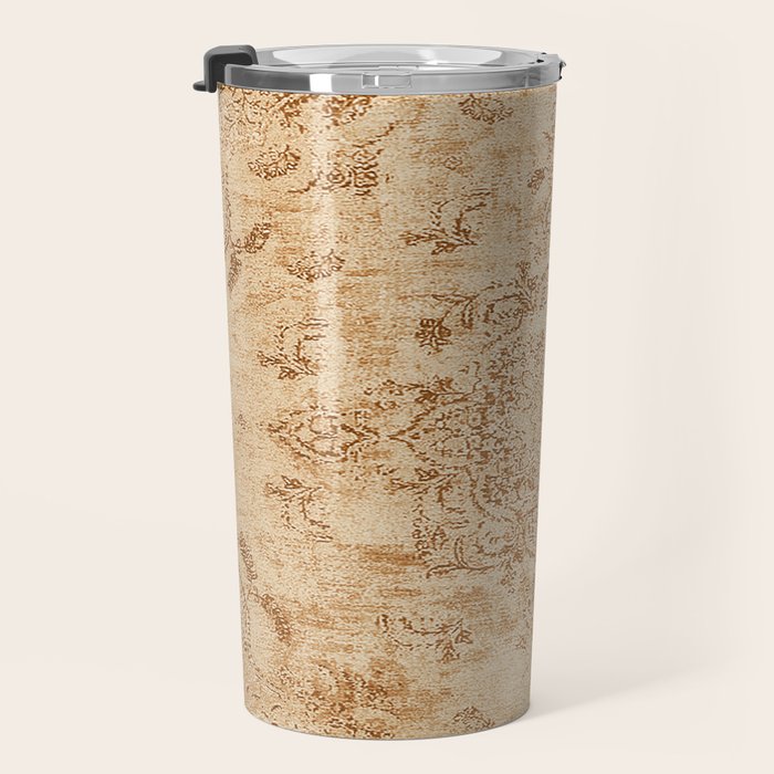 Oriental Style Antique Persian Vintage Rug Beige Travel Mug Gallery Image 3