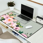Floral Watercolor, Roses, Green and Pink Desk Mat Gallery Image 2