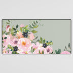 Floral Watercolor, Roses, Green and Pink Desk Mat Gallery Image 3