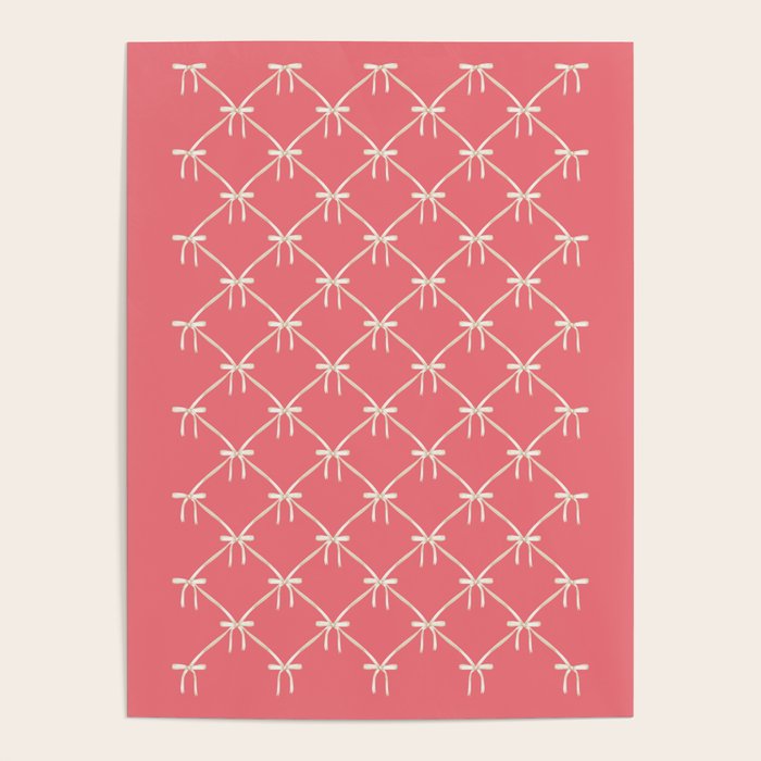 Bows & Ribbons Pattern LII Coral Pink Poster Gallery Image 4