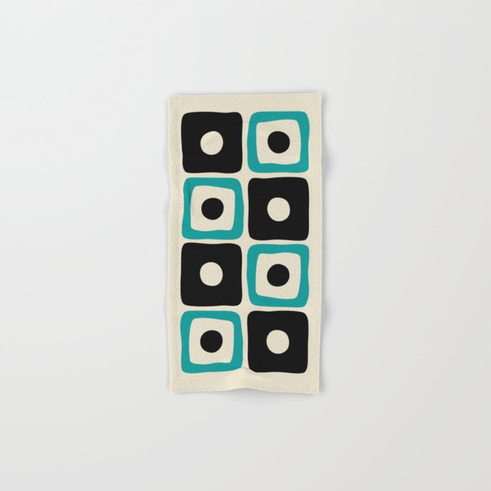 Mid Century Modern Square Dot Pattern 593 Black and Turquoise Towels Gallery Image 1