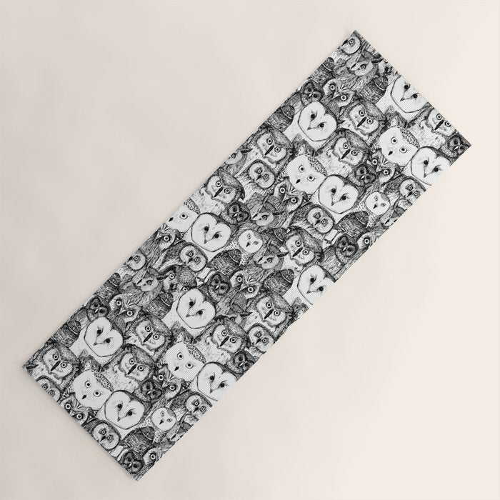 just owls black white Yoga Mat Gallery Image 1
