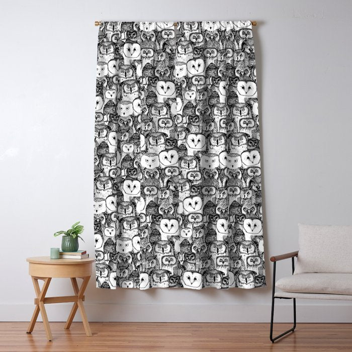 just owls black white Window Curtain Gallery Image 1