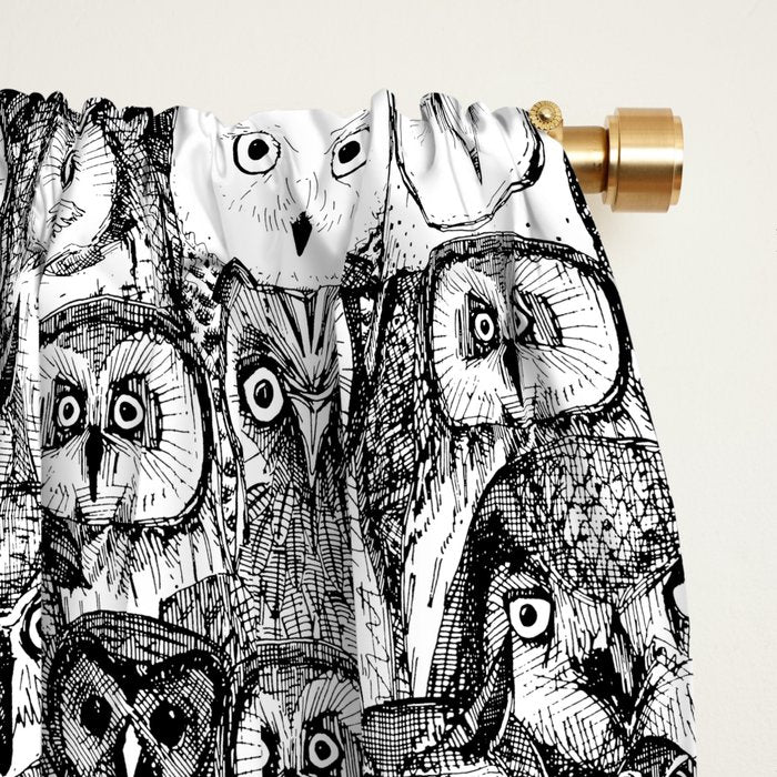 just owls black white Window Curtain Gallery Image 2