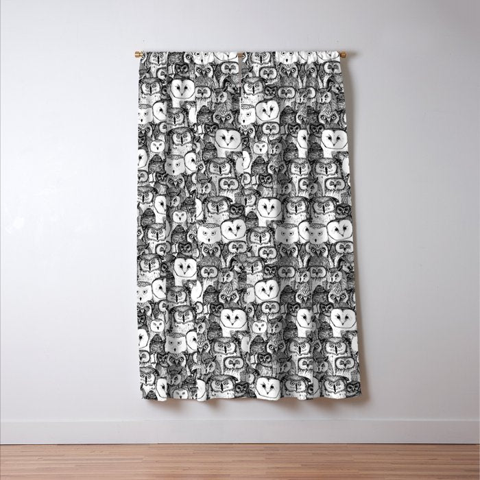 just owls black white Window Curtain Gallery Image 3