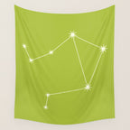 Libra Zodiac Star Constellation Line Art Chartreuse Green Wall Tapestry Gallery Image 4