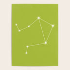 Libra Zodiac Star Constellation Line Art Chartreuse Green Poster Gallery Image 4
