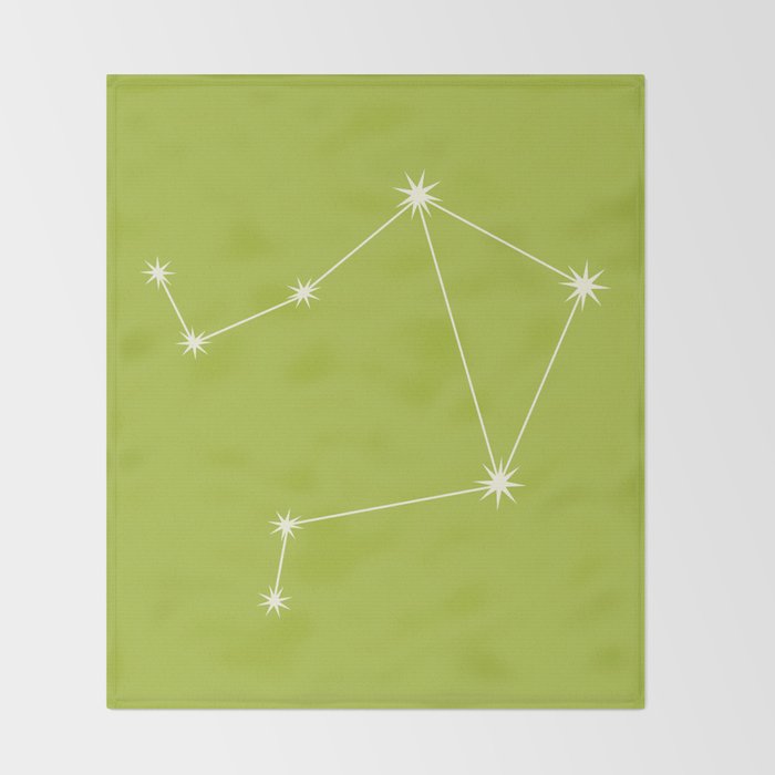 Libra Zodiac Star Constellation Line Art Chartreuse Green Throw Blanket Gallery Image 2