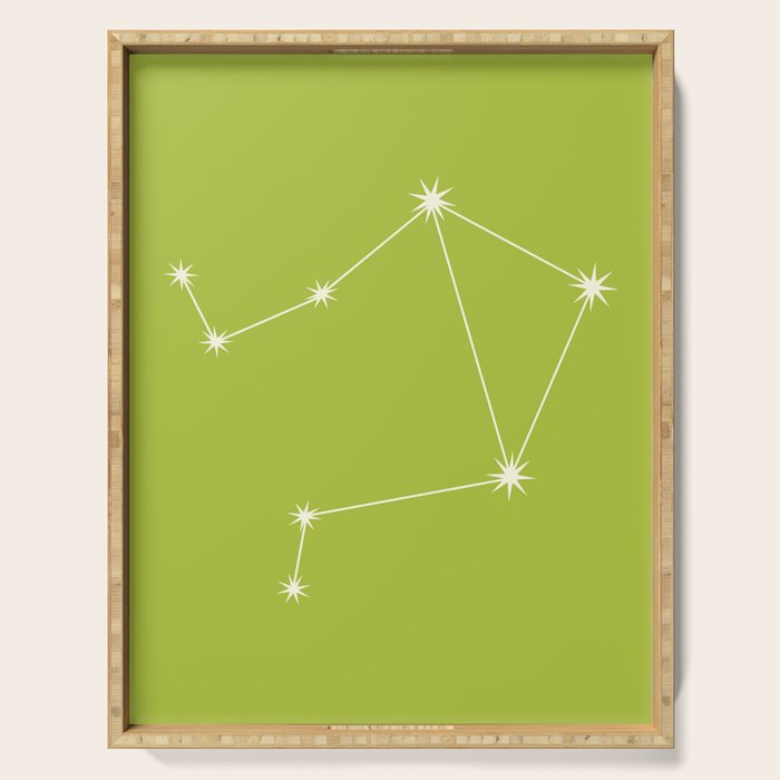 Libra Zodiac Star Constellation Line Art Chartreuse Green Serving Tray Gallery Image 1