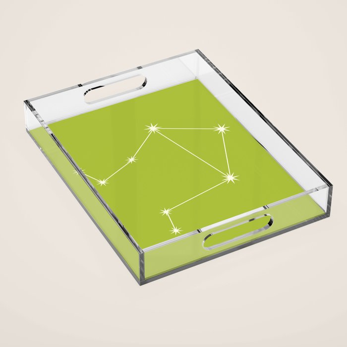 Libra Zodiac Star Constellation Line Art Chartreuse Green Acrylic Tray Gallery Image 1