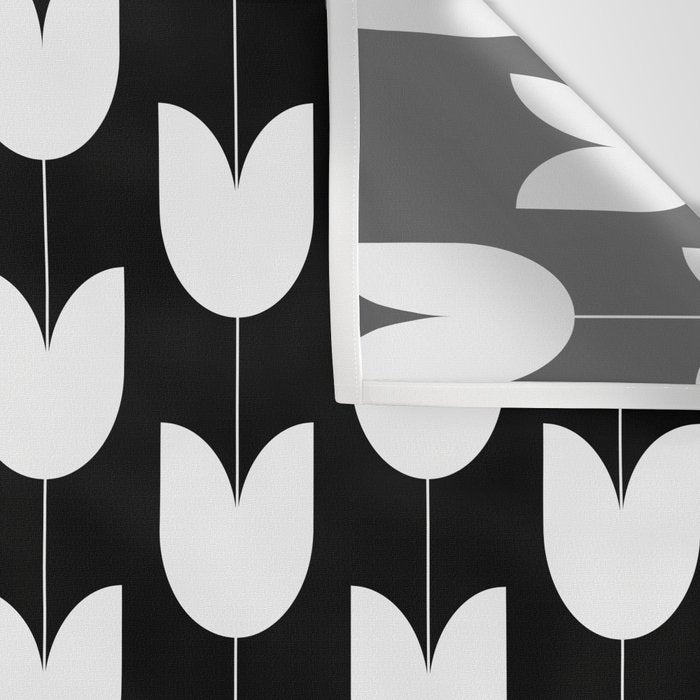 Spring Tulips IV Black and White Mid Century Flowers Wall Tapestry Gallery Image 3