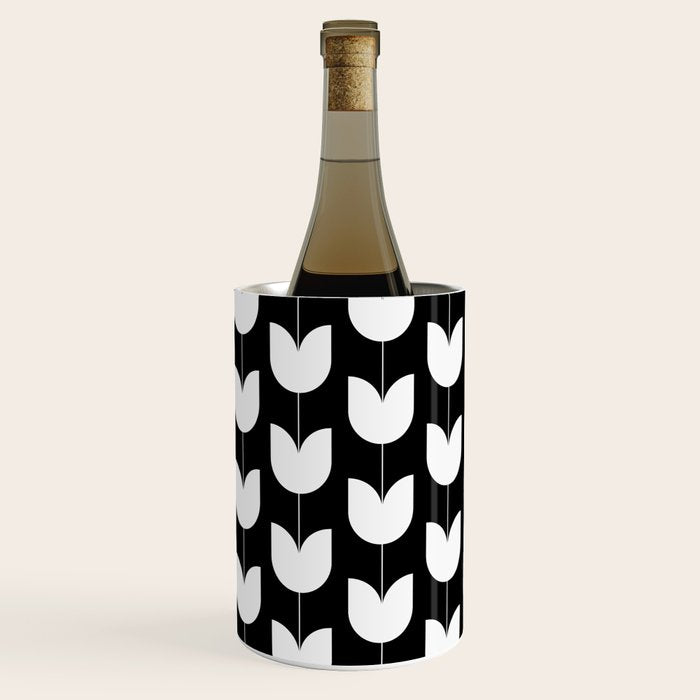 Spring Tulips IV Black and White Mid Century Flowers Wine Chiller Gallery Image 2