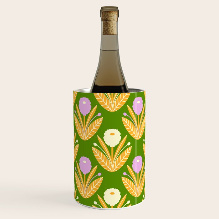 Happy White and Purple Dahlias Pattern - Green Wine Chiller Gallery Image 3
