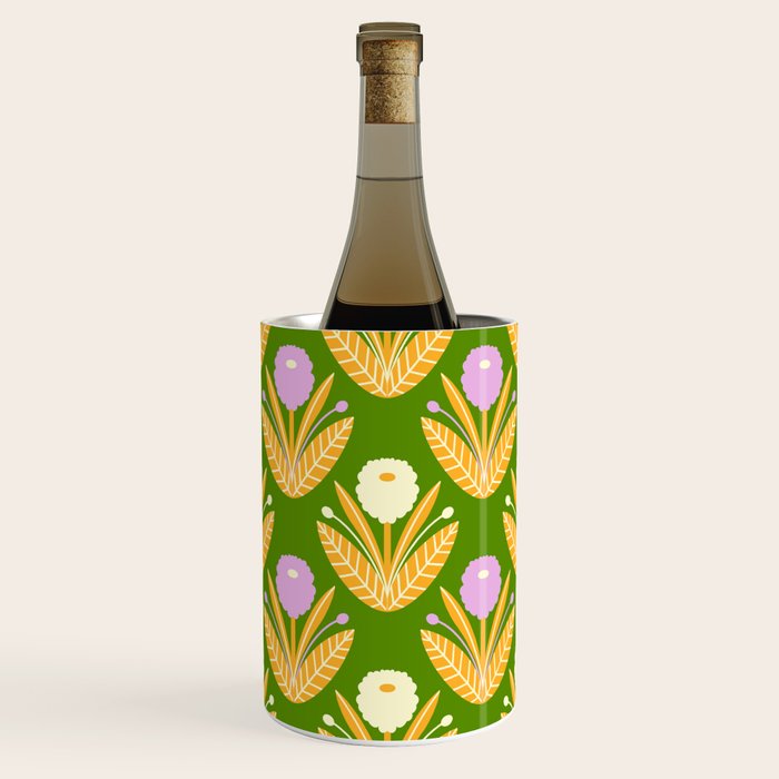 Happy White and Purple Dahlias Pattern - Green Wine Chiller Gallery Image 1