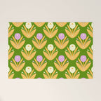 Happy White and Purple Dahlias Pattern - Green Welcome Mat Gallery Image 1