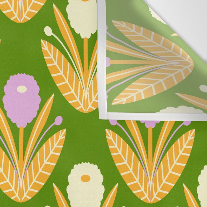 Happy White and Purple Dahlias Pattern - Green Wall Tapestry Gallery Image 3