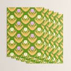 Happy White and Purple Dahlias Pattern - Green Wrapping Paper Gallery Image 3