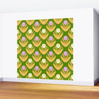 Happy White and Purple Dahlias Pattern - Green Wall Mural Gallery Image 2