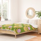 Happy White and Purple Dahlias Pattern - Green Duvet Cover Gallery Image 2