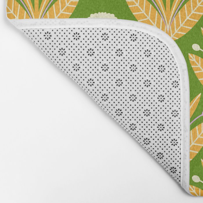 Happy White and Purple Dahlias Pattern - Green Bath Mat Gallery Image 2