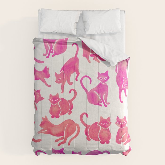 Cat Positions - Pink OmbrÃ© Palette Comforter Gallery Image 1