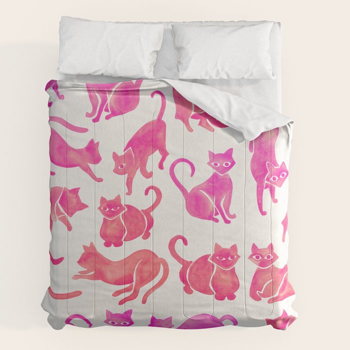 Cat Positions - Pink OmbrÃ© Palette Comforter Gallery Image 2