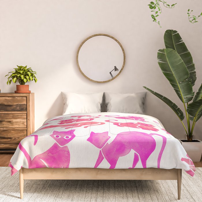 Cat Positions - Pink OmbrÃ© Palette Comforter Gallery Image 3