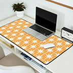 Midcentury Modern Atomic Starburst Pattern Muted Mustard Gold and Cream Desk Mat Gallery Image 2