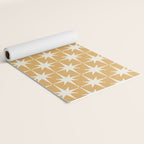 Midcentury Modern Atomic Starburst Pattern Muted Mustard Gold and Cream Yoga Mat Gallery Image 2