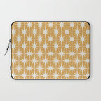 Midcentury Modern Atomic Starburst Pattern Muted Mustard Gold and Cream Laptop Sleeve Gallery Image 1