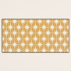 Midcentury Modern Atomic Starburst Pattern Muted Mustard Gold and Cream Desk Mat Gallery Image 3