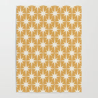 Midcentury Modern Atomic Starburst Pattern Muted Mustard Gold and Cream Poster Gallery Image 4