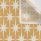 Midcentury Modern Atomic Starburst Pattern Muted Mustard Gold and Cream Wall Tapestry Gallery Image 3
