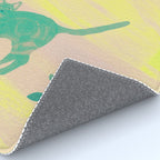 Staring Cat and Flower - Green and Pink and Yellow Rug Gallery Image 4