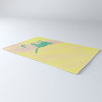 Staring Cat and Flower - Green and Pink and Yellow Rug Gallery Image 3