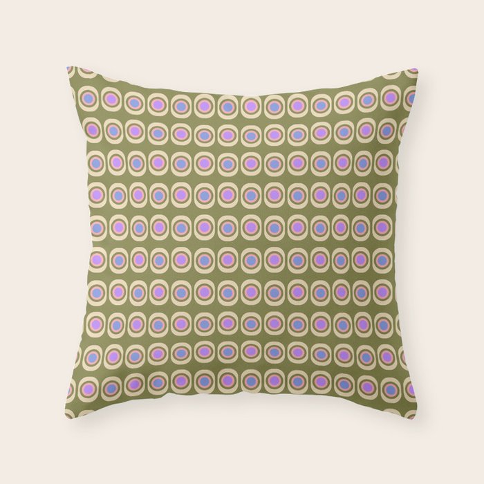 Mid-century Modern Pattern - Olive, Pink and Blue Throw Pillow Gallery Image 1