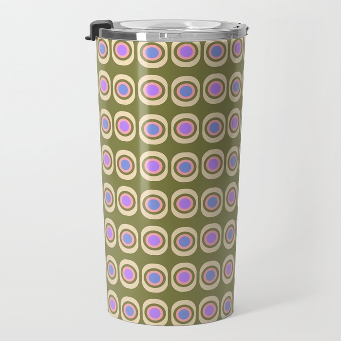 Mid-century Modern Pattern - Olive, Pink and Blue Travel Mug Gallery Image 3