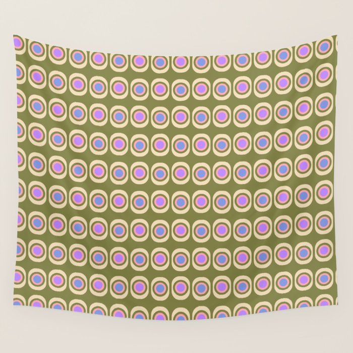 Mid-century Modern Pattern - Olive, Pink and Blue Wall Tapestry Gallery Image 1